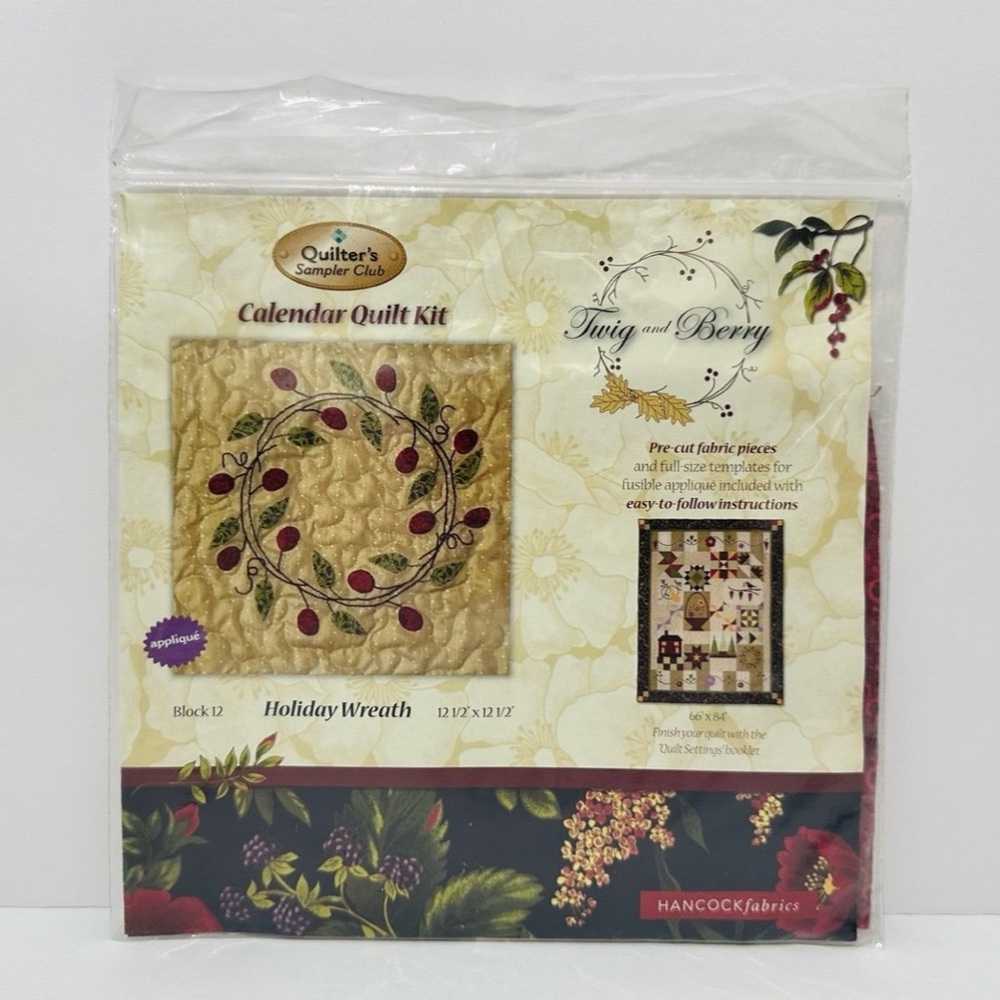 🆕 Quilters Sampler Club Twig & Berry Calendar Quilt Kit Precut Fabric Block 12